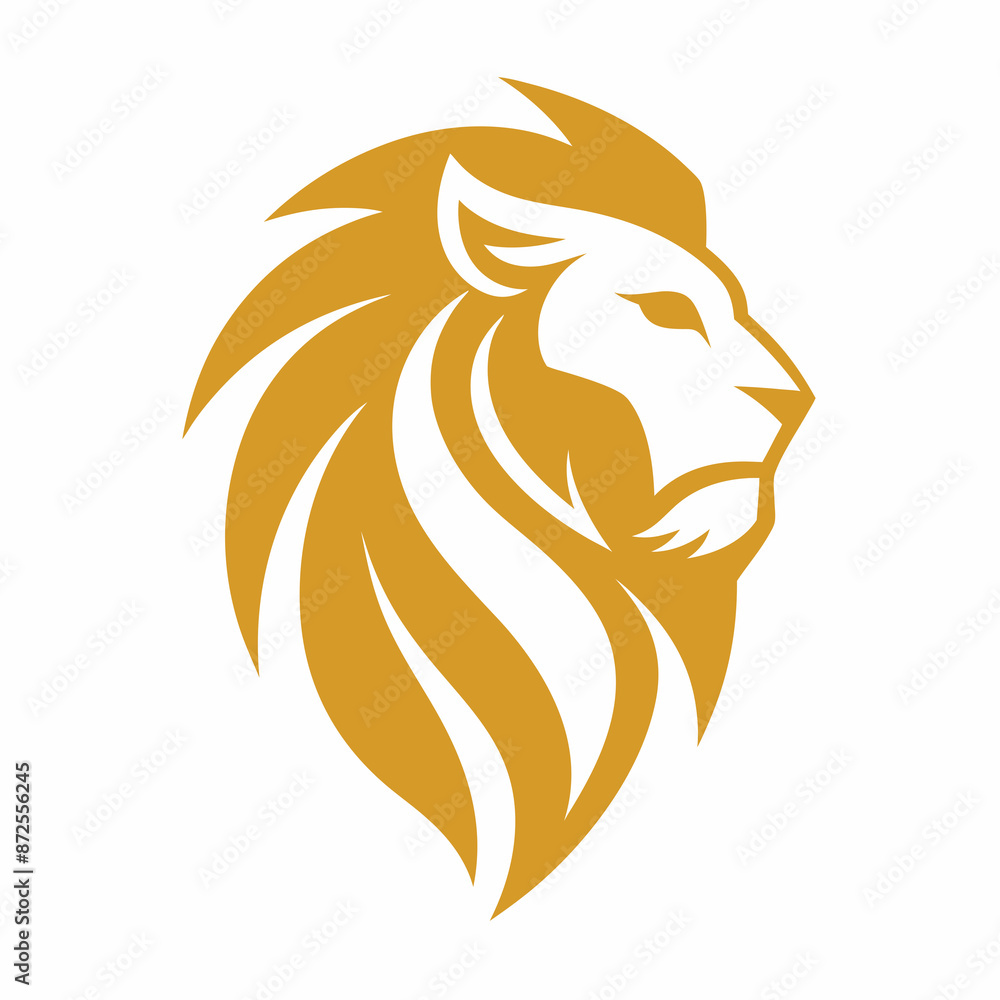 Fototapeta premium Golden Lion Head Logo Vector Art Design Illustration