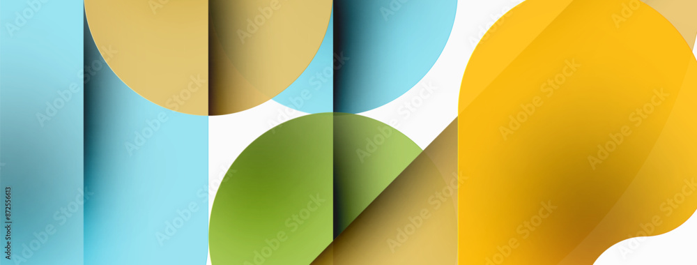 Circles and round shapes geometric minimal background. Transparent geometric shapes composition for wallpaper, banner, background or landing Circles and round shapes geometric minimal background. Transparent geometric shapes composition for wallpaper, banner, background or landing