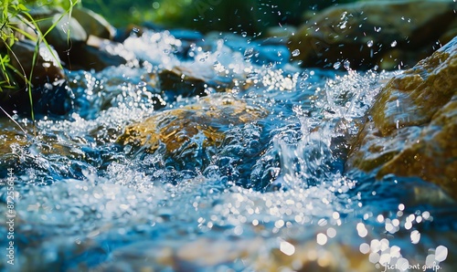 Water flowing over rocks in a stream.