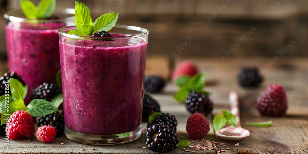 Berry Blast Smoothie. Concept Fruit Smoothie, Healthy Eating, Nutrition, Recipe Sharing Berry Blast Smoothie. Concept Fruit Smoothie, Healthy Eating, Nutrition, Recipe Sharing