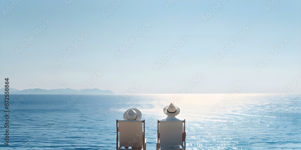 Fototapeta premium A couple relaxes at a seaside paradise immersed in books under the sun. Concept Vacation, Reading, Couples, Relaxation, Seaside