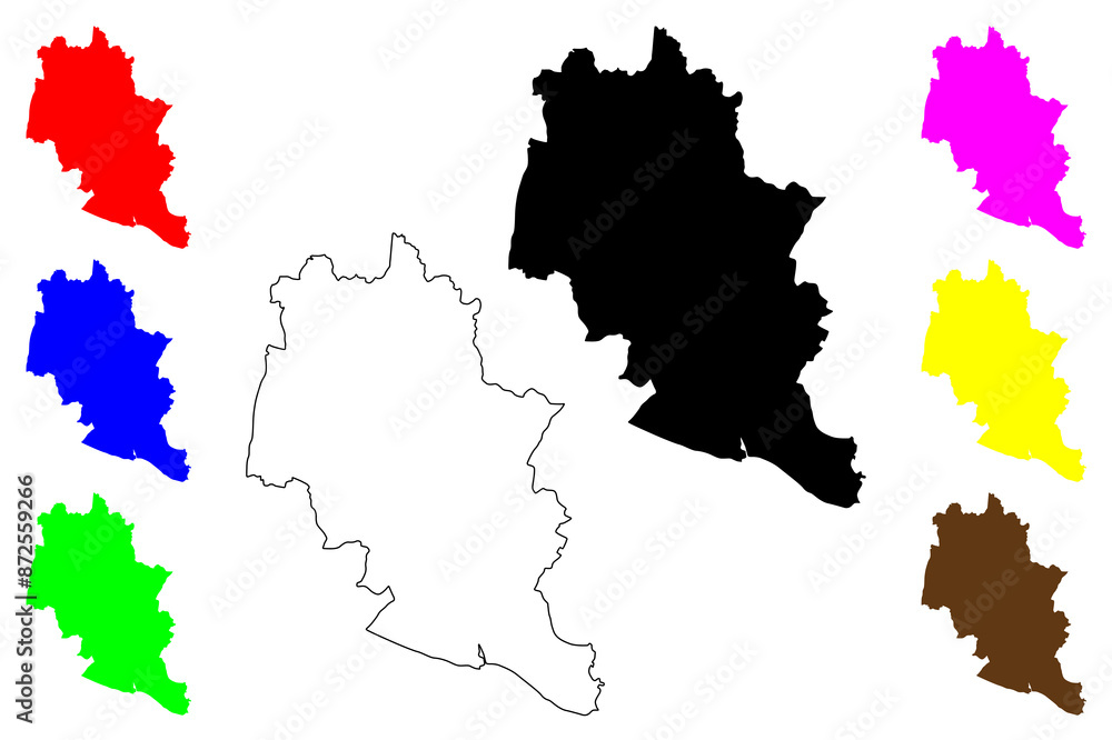 Obraz premium Lewes Non-metropolitan district (United Kingdom of Great Britain and Northern Ireland, ceremonial county East Sussex, England) map vector illustration, scribble sketch map