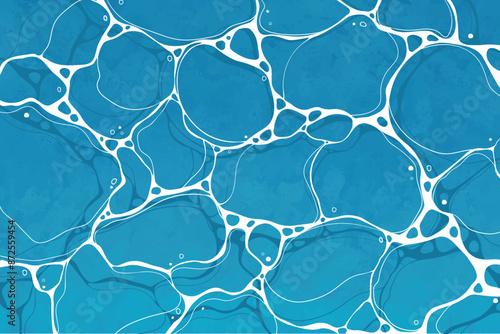 Blue water surface watercolor. Summer sea poster template. Sea waves abstract backgrounds. Turquoise rippled water texture background. Shining blue water ripple pool abstract vector