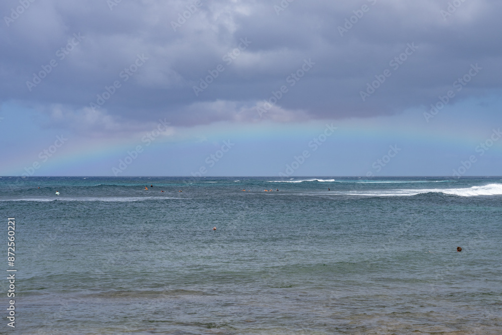 Rainbow over the sea,Poipu Beach Park, Koloa, Kauai South Shore,Hawaii. Rainbow over the sea,Poipu Beach Park, Koloa, Kauai South Shore,Hawaii.