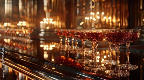 Wallpaper Mural A bar with a row of glasses on it Torontodigital.ca