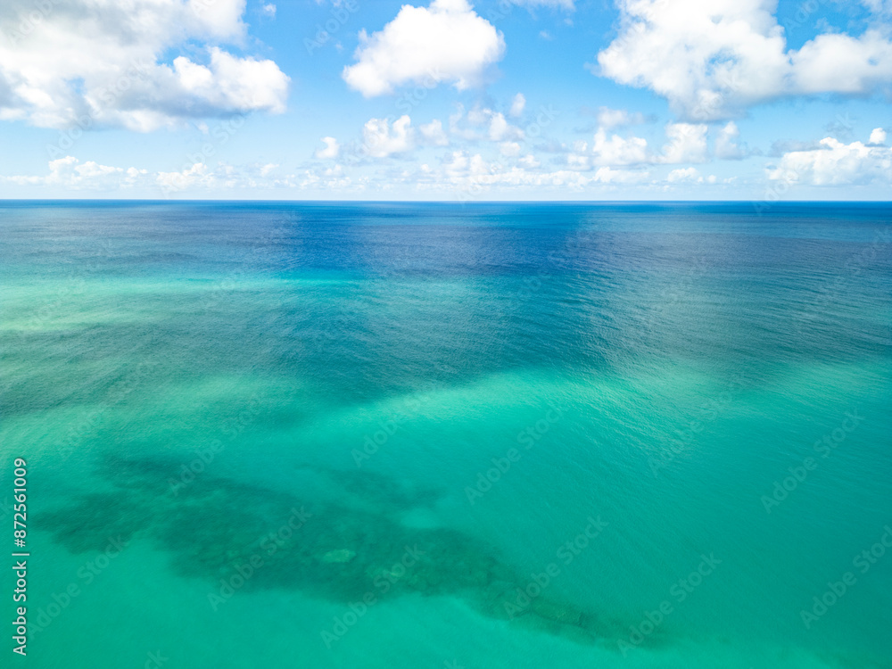 Aerial ocean view near the town of Rincon, Puerto Rico in the Caribbean Aerial ocean view near the town of Rincon, Puerto Rico in the Caribbean