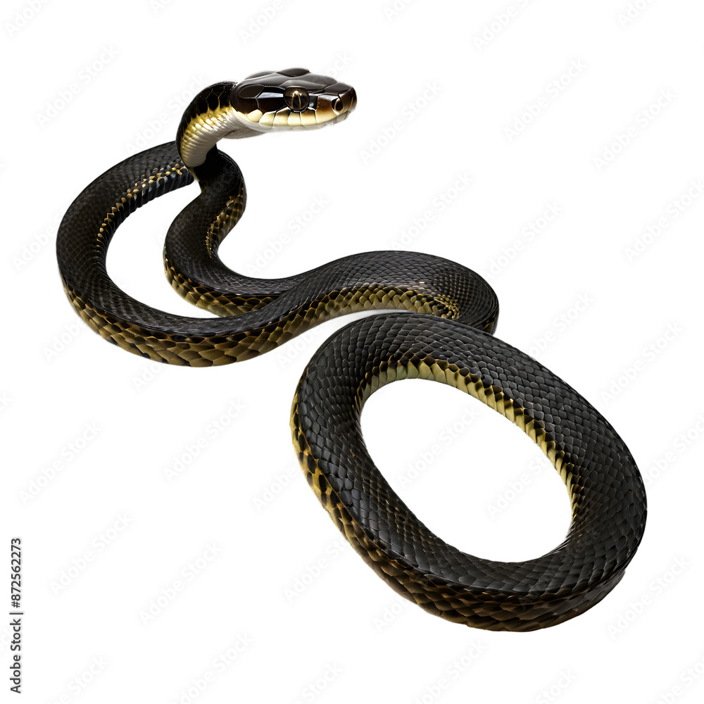 Fototapeta premium Snake isolated on transparent PNG background.