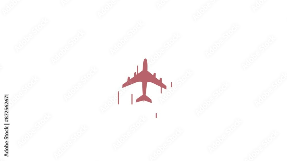 Red color airplane flying animation on white background Red color airplane flying animation on white background
