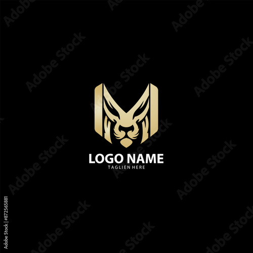 initial M lion logo design vector