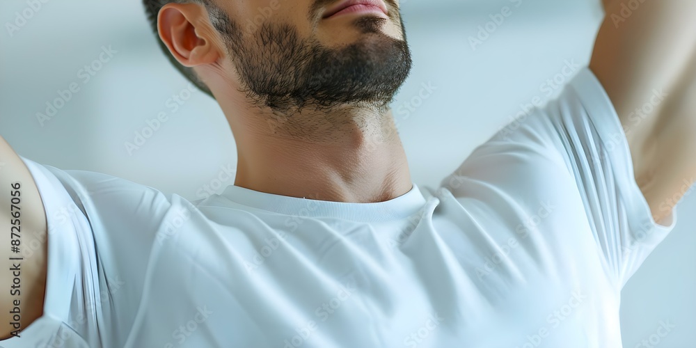 Obraz premium Manage Body Odor and Sweat with a Fresh and Focused Approach. Concept Personal hygiene, Sweat prevention tips, Deodorant choices, Fresh clothing options, Eliminating body odor
