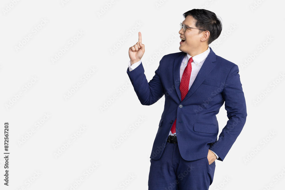 Smart Businessman Asian model isolated on white background. Male in business suit expression problem solve idea. Smart Businessman Asian model isolated on white background. Male in business suit expression problem solve idea.