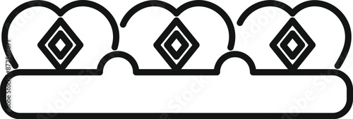 Black and white drawing of a royal crown with diamonds, representing the reigning king, power and kingdom