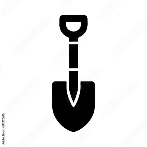 Small shovel silhouette on white background. Shovel icon sign vector illustration design