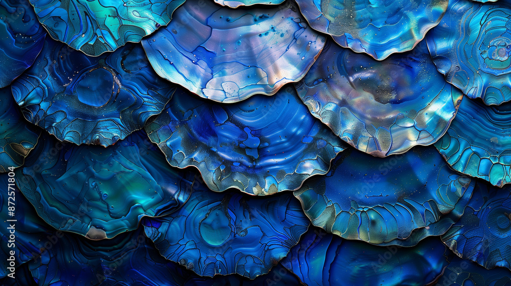 Obraz premium Shimmering Abalone Shell Background in 16:9 Aspect Ratio for Designers and Creators