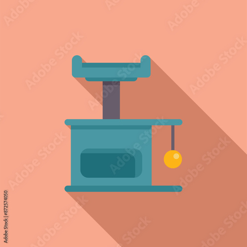 Cat tree, complete with a scratching post and a dangling toy, offering a designated space for cats to play and relax