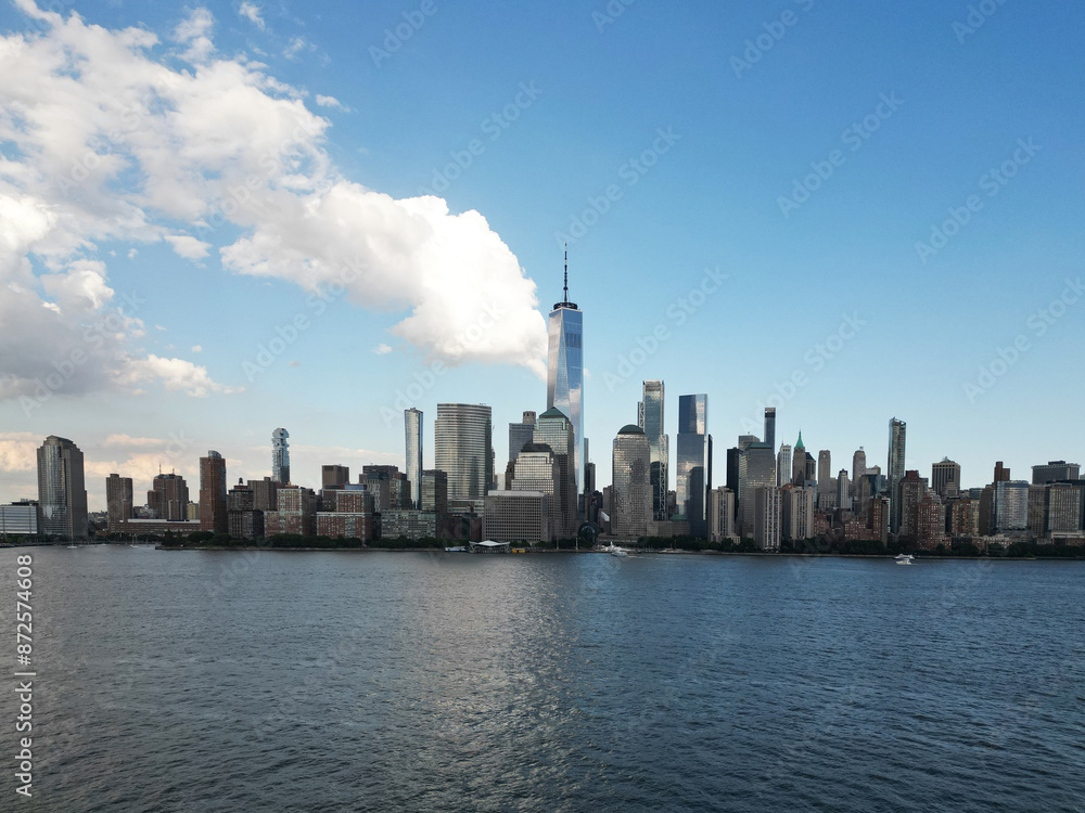 Fototapeta premium NYC. New York City. Manhattan downtown skyline skyscrapers. New York City skyline, cityscape of Manhattan in USA.