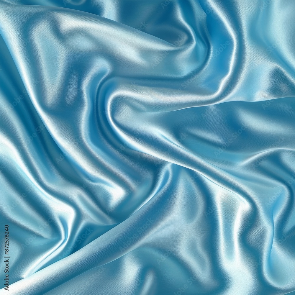 Fototapeta premium Light blue silk texture with a smooth and shiny finish