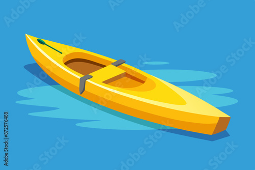 Vector illustration of a yellow kayak floating on the water