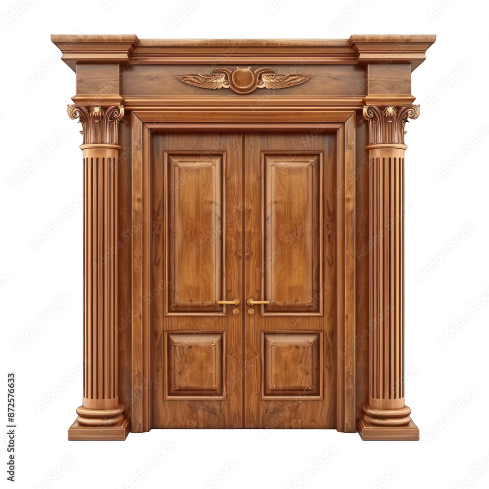 antique wooden door isolated on a White Background antique wooden door isolated on a White Background
