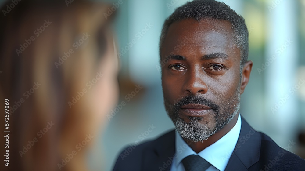 Fototapeta premium Intense and focused business executive - serious expr3essioni on his face. - business meeting - CEO/CFO - high-end hotel lobby 