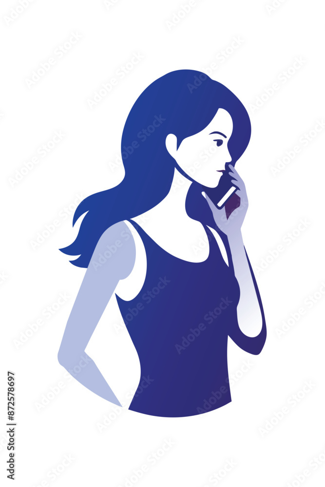 silhouette of a young woman speaking in mobile vector illustration silhouette of a young woman speaking in mobile vector illustration