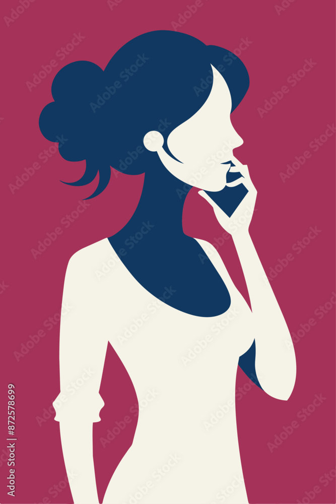 silhouette of a young woman speaking in mobile vector illustration silhouette of a young woman speaking in mobile vector illustration