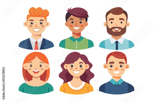 set of confident people avatar vector illustration