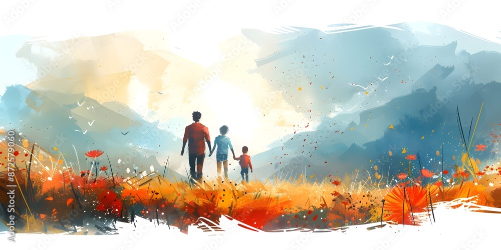 Obraz premium Family Discussing Financial Goals for the New Year Hopeful and Collaborative Digital Painting