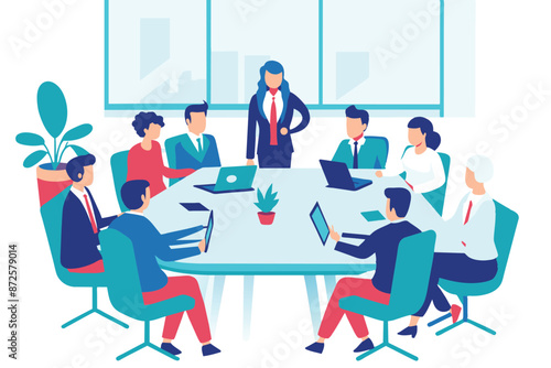 Office meeting room, business concept vector illustration