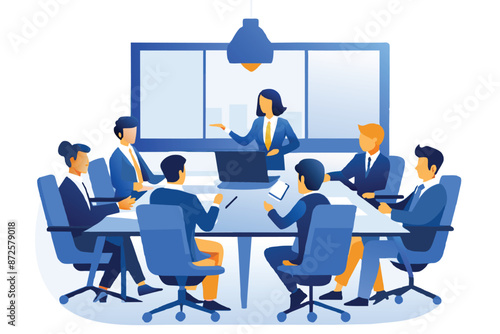 Office meeting room, business concept vector illustration