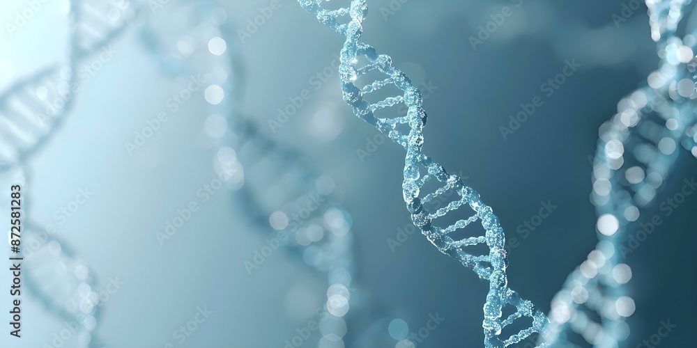 DNA Strands in Blue Background Symbol of Genetics and Molecular Biology Research. Concept Genetics, Molecular Biology, DNA Strands, Blue Background, Research DNA Strands in Blue Background Symbol of Genetics and Molecular Biology Research. Concept Genetics, Molecular Biology, DNA Strands, Blue Background, Research