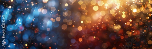Abstract Bokeh Lights Background With Blue, Orange, and Yellow Colors