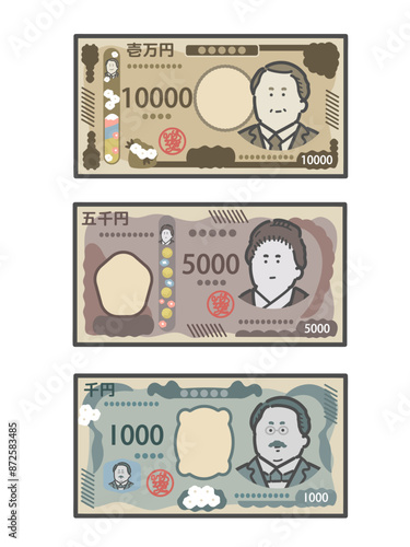 新紙幣　お札　イラスト © ayano