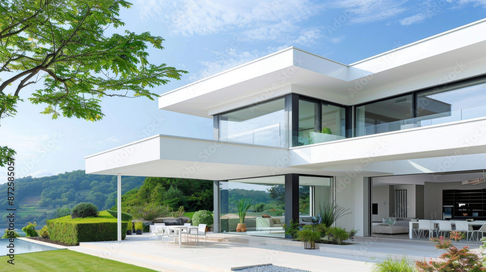 Fototapeta premium Modern minimalist roof design with customizable overhang for contemporary architecture.