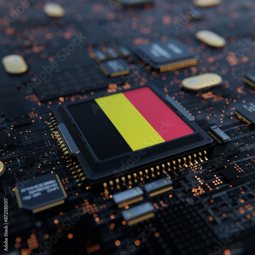 Flag of Belgium on a processor, CPU or Chip