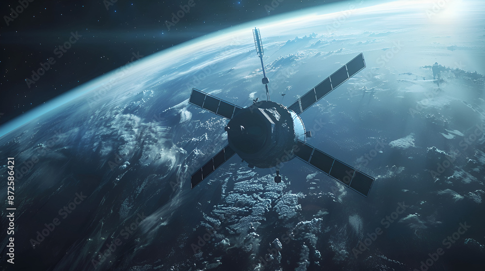 Fototapeta premium Satellite in the Space Aspect 16:9