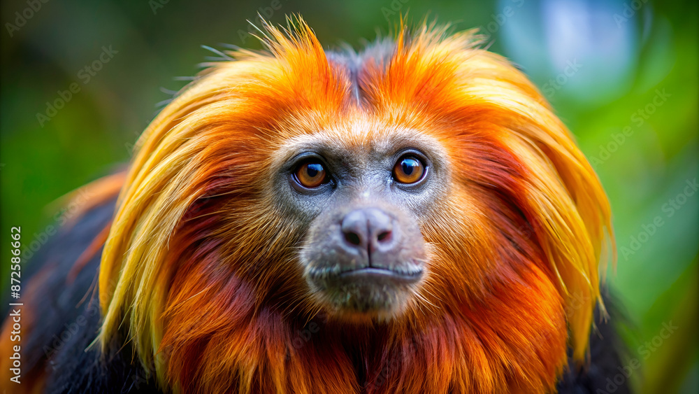 Frontal Close up of a Golden-headed lion tamarin Frontal Close up of a Golden-headed lion tamarin