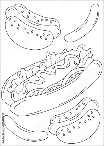 sausage food dish coloring book page