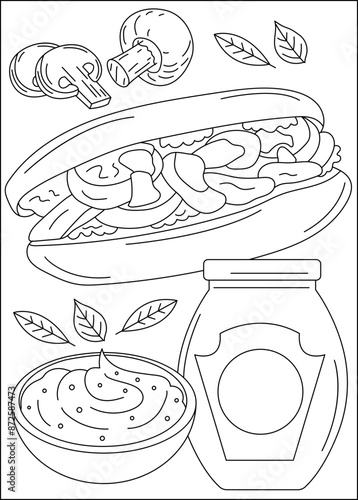 lobster food dish coloring book page