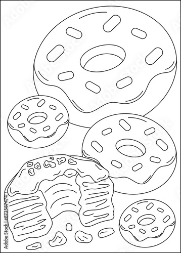 donut food dish coloring book page