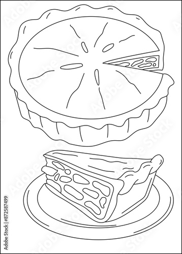 pie food dish coloring book page
