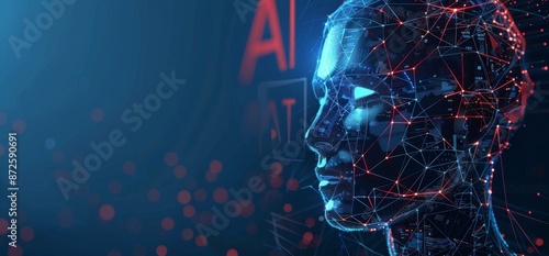 Digital Portrait of Artificial Intelligence With Network Connections