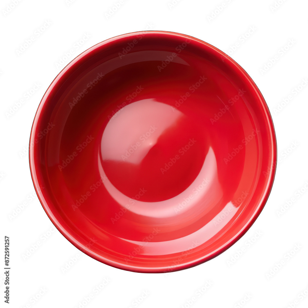 Empty red bowl top view isolated on transparent background Empty red bowl top view isolated on transparent background