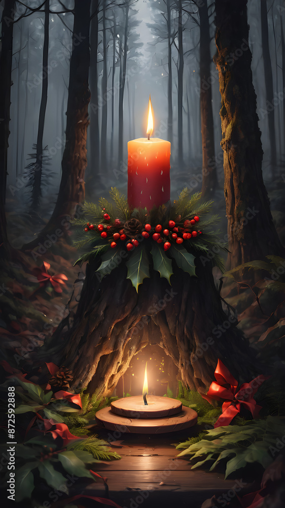 christmas candle in forest christmas candle in forest
