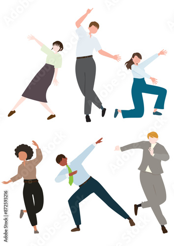 楽しそうに踊っているビジネスマンのベクターイラスト