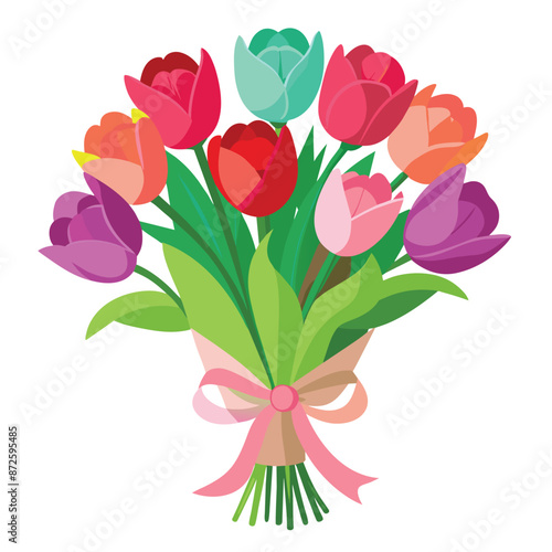 beautiful bouquet of tulip flowers vector illustration