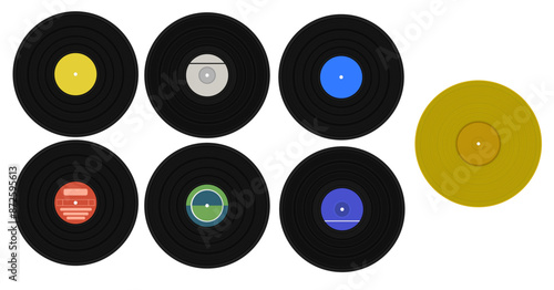 Vinyls Records Vector Drawings