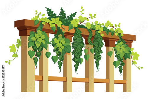 creeper plants draping over a balcony railing vector illustration