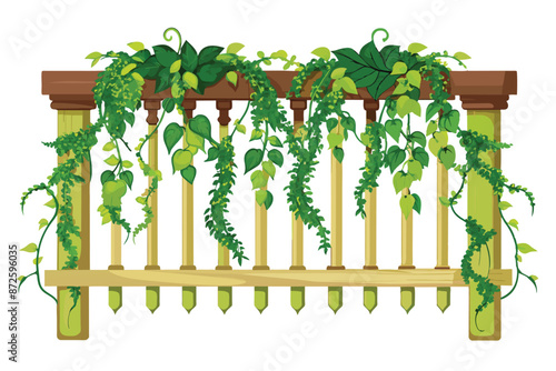 creeper plants draping over a balcony railing vector illustration