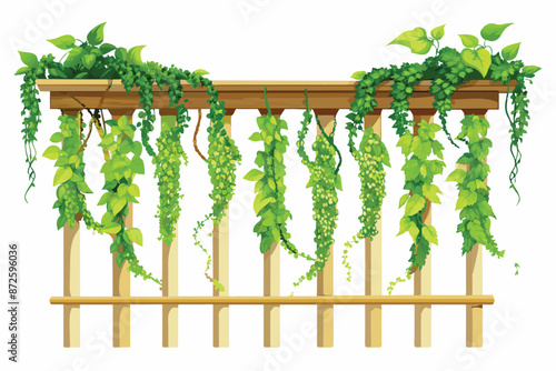 creeper plants draping over a balcony railing vector illustration